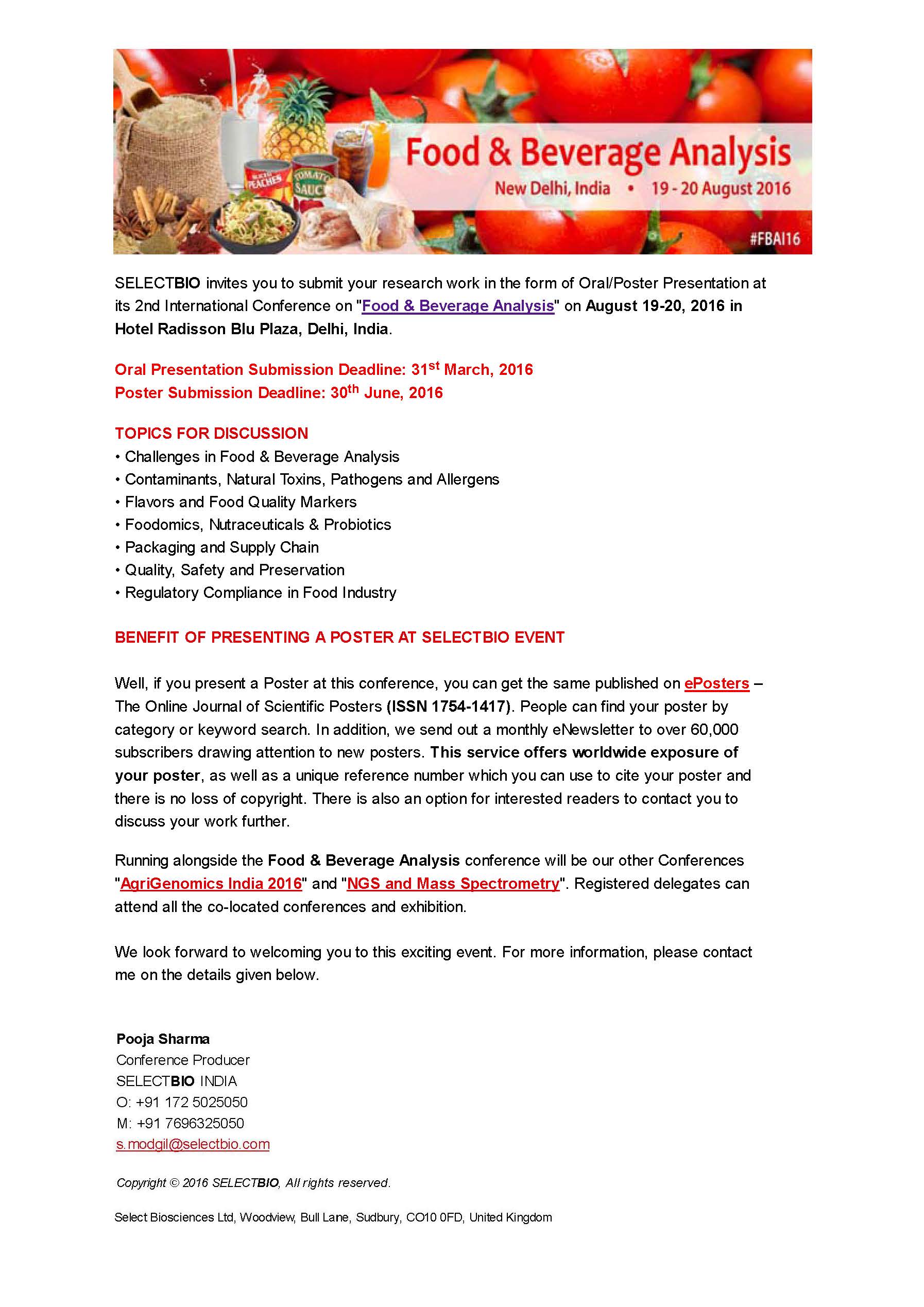 Food and Beverage Analysis